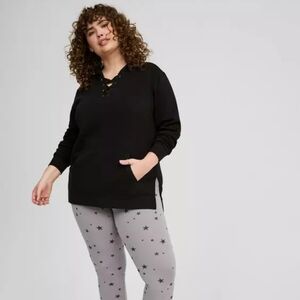 Torrid Cozy Fleece Lace Up Side Slit Hooded Sweatshirt New With Tags